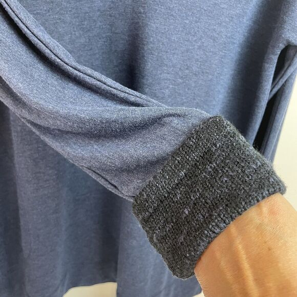 Soft Surroundings Pullover Blue Shawl Collar Lagenlook Size S Oversized Pockets - Picture 6 of 9